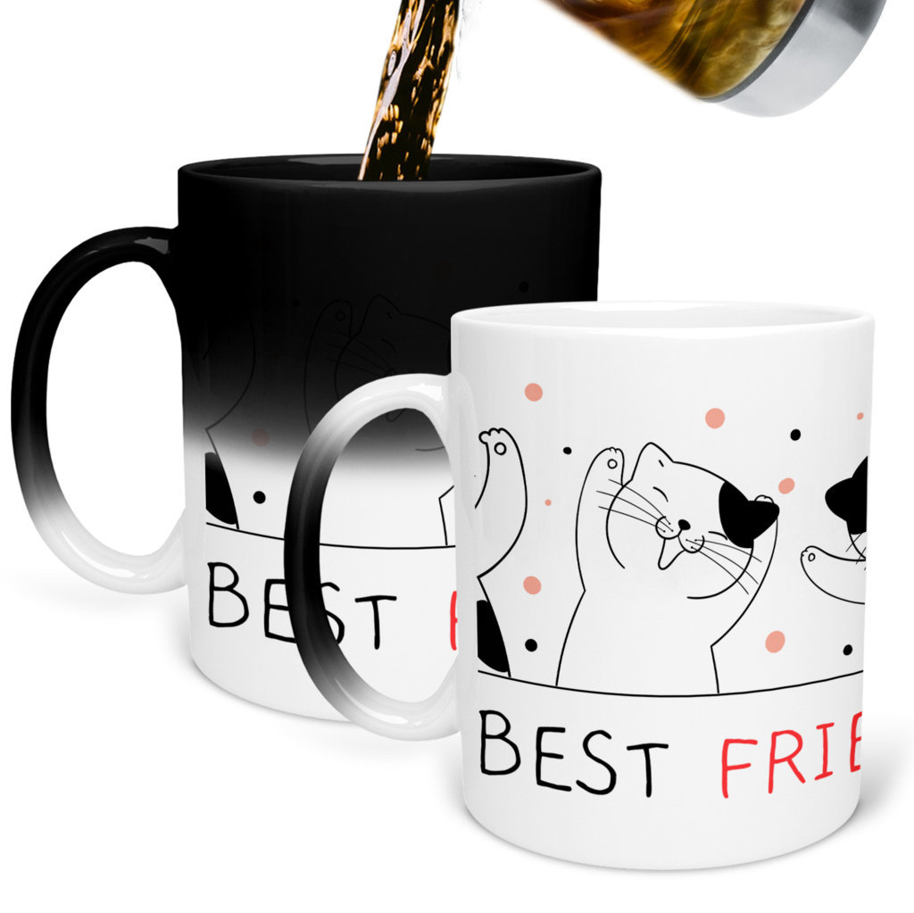 Printed Ceramic Coffee Mug | Friends | Best Friends Cute Drawings | 325 Ml. 